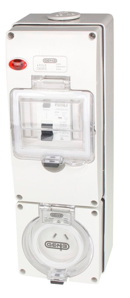 Switched Socket Outlet 3 Pin 15A RCD 3G base IP66