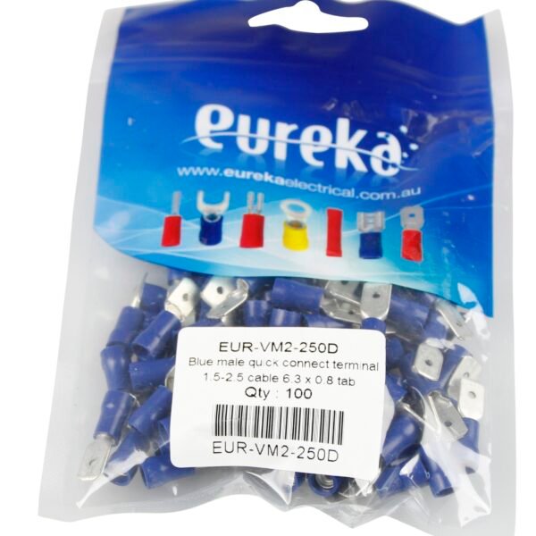Quick Con Blue 1.5-2.5mm  6.3 x 0.8mm 100 PKT
