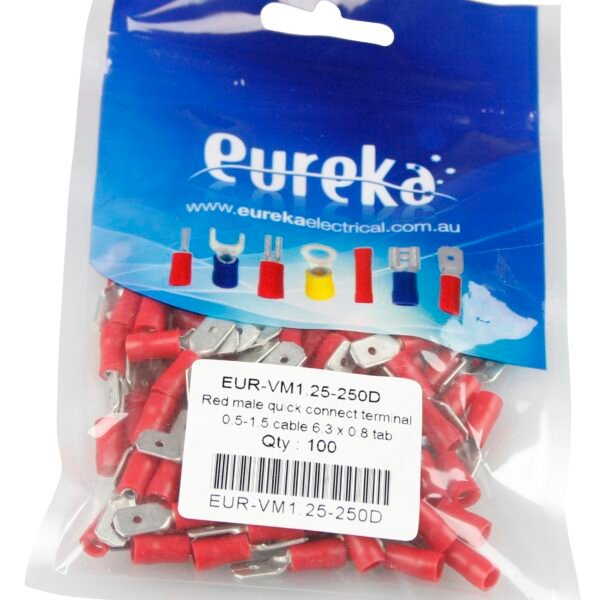Quick Con Red 0.5-1.5mm  6.3x0.8mm Tab 100 PKT