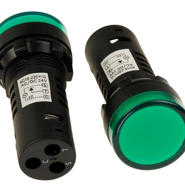 Pilot light with test diode 22mm 24v acdc Green
