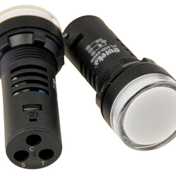 Pilot light with test diode 22mm 24v acdc White