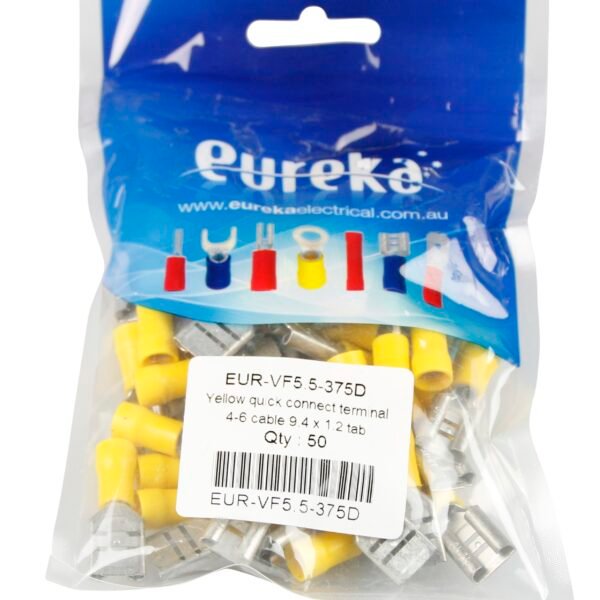 Quick Conn Yellow 2.5-6.0mm 9.5 x 1.2mm 24A 50 PKT