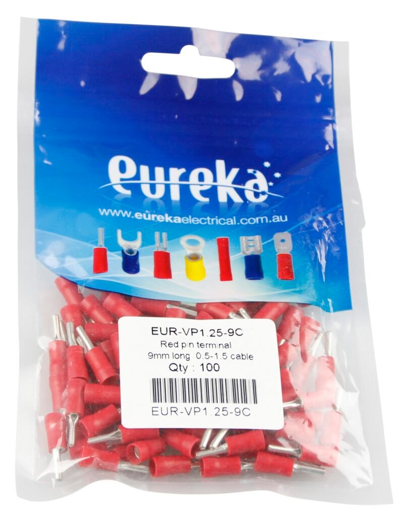 Wire Pin Red 0.5-1.5mm 9mm Pin 19A 100 PKT