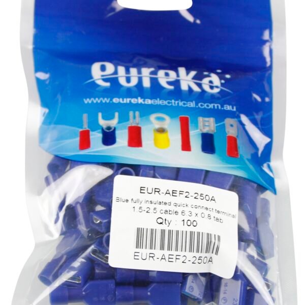 Qu Conn Fem Blue 1.5-2.5mm Cab 6.3x0.8mmt 100 PKT