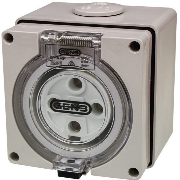 Surface Socket Outlet 5 Round Pin 50A 440V