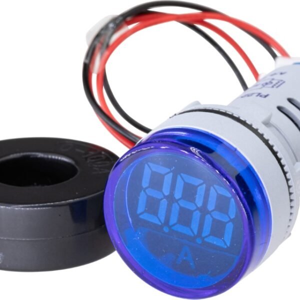 Ammeter 22mm 0-100A CT Operated Blue