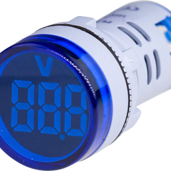 Voltmeter 22mm 0-60VDC Blue