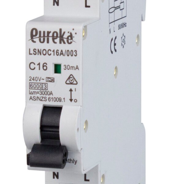 RCBO EUREKA 1P Compact 16A C Curve Type A 6kA 30mA